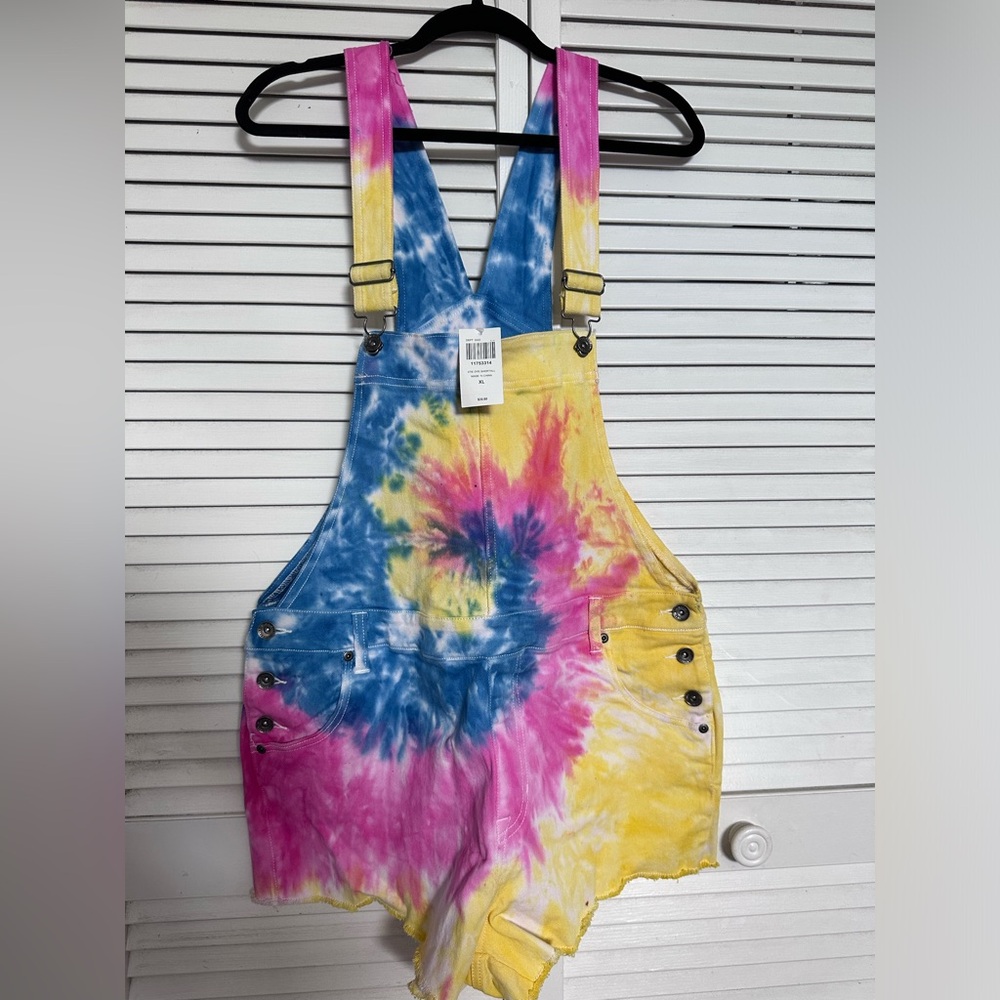 Tye Dye Overalls Shorts Hot Topic